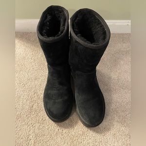 Black sheepskin UGG Boots with Zipper EUC worn 2 times, Sz 8